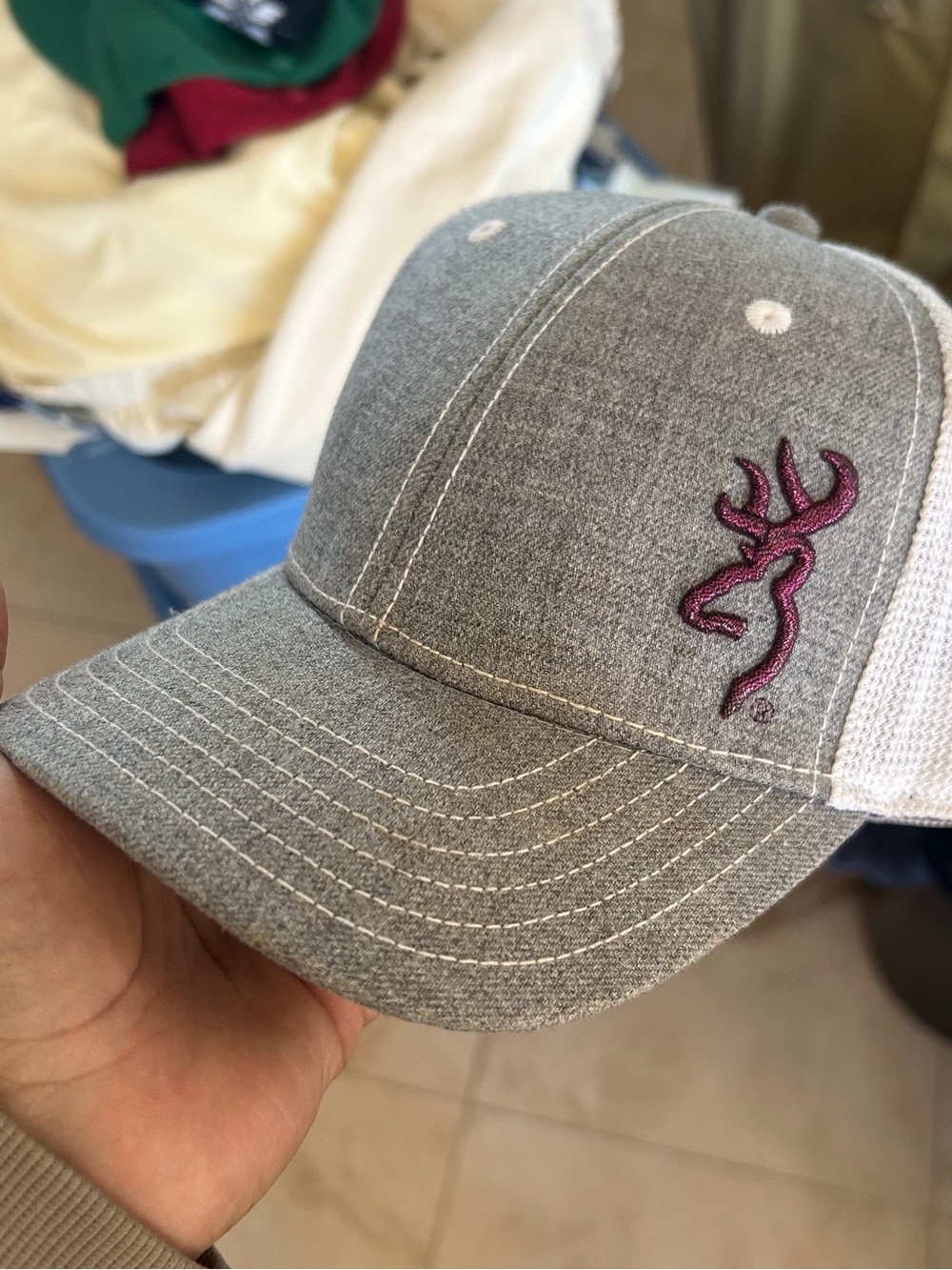 Browning Gray Cap with Pink Embroidered Buck Logo #92